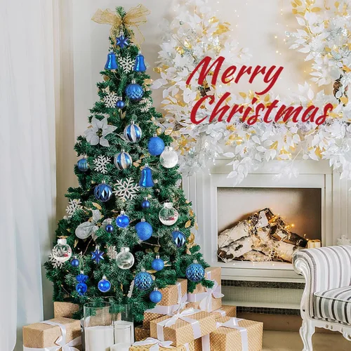 Miniatura 4 de Juego de 111 adornos de bolas de Navidad, conjunto de adornos de Navidad inastillables surtidos, paquete de colgantes lujosos para árbol de Navidad