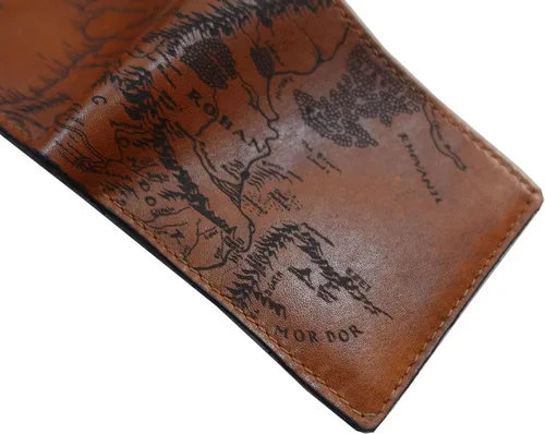 Miniatura 12 de Billetera vintage hecha a mano para hombre – Cuero auténtico plegable con grabado de mapa, regalo personalizable, Castaño, medio, Billetera plegable