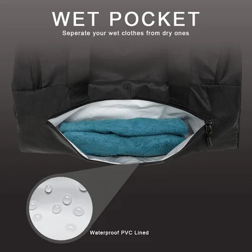 Miniatura 2 de Bolsa de gimnasio para hombres y mujeres, pequeña bolsa deportiva con bolsillo húmedo y compartimento para zapatos, bolsa de lona resistente al agua