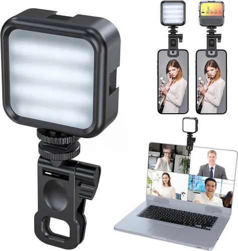 Miniatura 5 de Pixel Luces de conferencia LED ajustables para selfie, 3 modos de iluminación de video con clip recargable, con cámara frontal de video