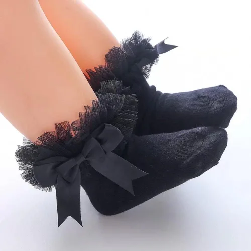 Miniatura 6 de Calcetines con volantes para bebé, 4 unidades, color blanco, negro, gris, rosa, multicolor