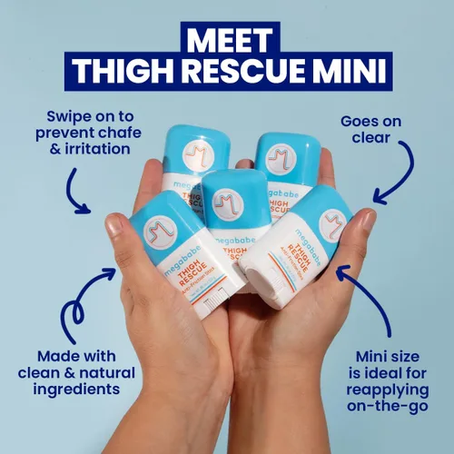 Miniatura 2 de Megababe Thigh Rescue Anti-Chafe Stick Mini Tamaño para viajes, ideal para llevar contigo Previene el roce y la irritación de la piel Para