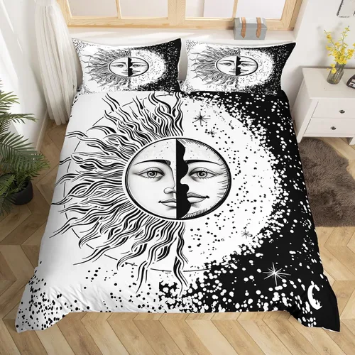 Miniatura 40 de Erosebridal Juego de ropa de cama con diseño de galaxia tamaño matrimonial, diseño de atrapasueños con temática bohemia, juego de funda de edredón