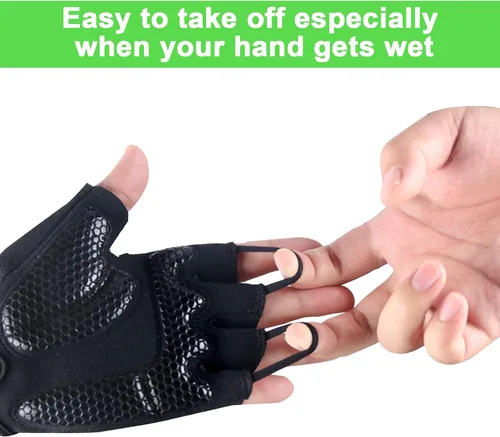 Miniatura 7 de GEZVOC Guantes de ciclismo para hombres y mujeres con almohadilla absorbente de golpes, agarre extra, ajuste flexible y cómodo, peso ligero, guantes