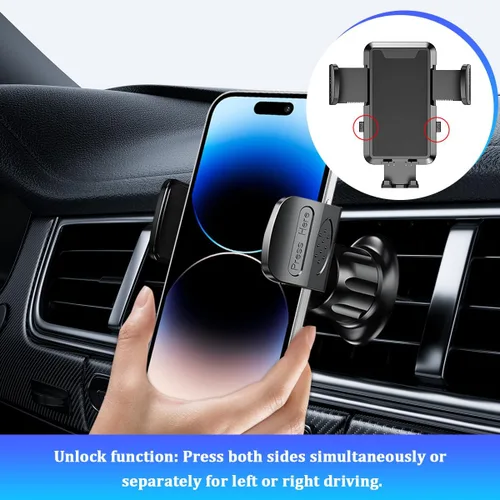 Miniatura 5 de Soporte de teléfono para automóvil, rotación de 360°, ajustable, portátil, ventilación de aire, soporte para teléfono inteligente con clip