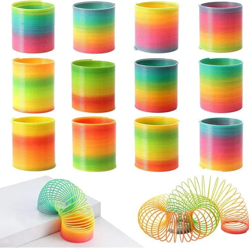 JOHOUSE Rainbow Magic Spring Party Favores para niños, 12 piezas de plástico colorido de primavera juguete caja del tesoro juguetes de masa de juego