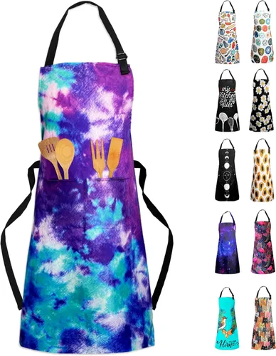 Delantal Babero Ajustable Impermeable con 2 Bolsillos Delantales de Cocina para Mujeres Hombres Chef