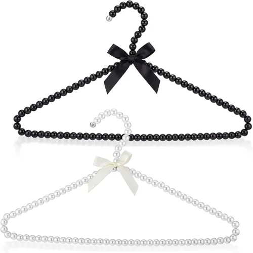 Threan 20 piezas de 16 pulgadas con cuentas de perlas y lazo de metal, elegante colgador estándar para mujer, novia, vestido de boda, abrigo y