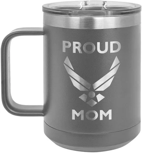 Miniatura 12 de PROUD AIR FORCE MOM BLACK Taza de café de 15 oz con tapa deslizante Taza de café de viaje aislada Ideas de regalo del día de la madre de hijo