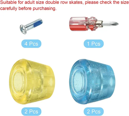 Miniatura 3 de PATIKIL Topes de dedo del pie para patines con destornillador, tapones de freno de goma, bloque para accesorios de repuesto Azul Amarillo