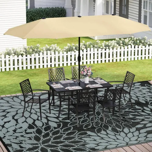 Miniatura 6 de Anidaroel Alfombras de exterior de 6 x 9 pies para patios, impermeables, reversibles, de plástico tropical, alfombra de campamento, alfombra grande