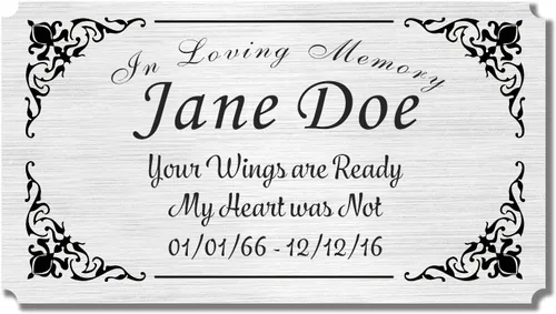 Miniatura 11 de Placa conmemorativa con borde elegante, mensaje personalizado y emblemas de reconocimiento de memoria de identificación, fabricado en Estados Unidos