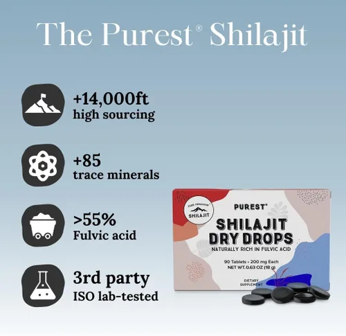 Miniatura 4 de Pure Shilajit Tablets de 90 quilates (200 mg cada uno) - Minerales fúlvicos derivados de plantas para el metabolismo y el apoyo del sistema