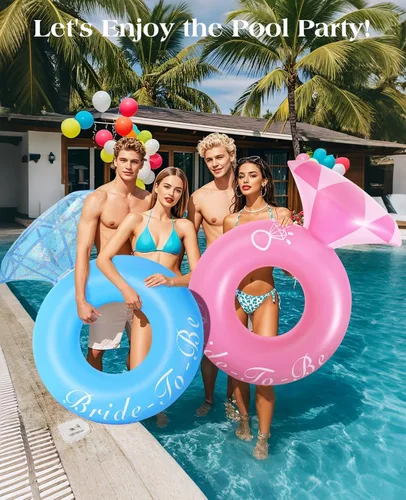 Miniatura 4 de HeySplash Pool Floats, Inflatable Pool Float, Large Floatie for Bachelorette Party, Swim Tube River Lake Beach Bride Wedding Decor Fun Toy Raft