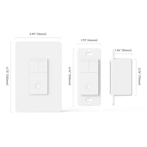 Miniatura 6 de TREATLIFE Paquete de 4 interruptores de atenuación inteligente, interruptor de luz inteligente Wi-Fi de un solo polo de 2.4 GHz, funciona con Alexa