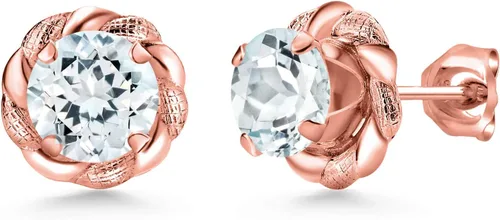 Miniatura 134 de Gem Stone King Aretes de plata de ley 925 de 0.236 in con piedra natal redonda para mujer