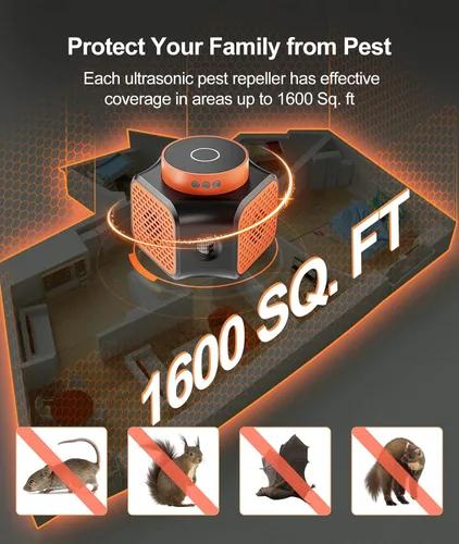Miniatura 3 de Dispositivo ultrasónico repelente de ratones para interiores, repelente de ardillas, control de ratas con ultrasonidos y 9 luces estroboscópicas