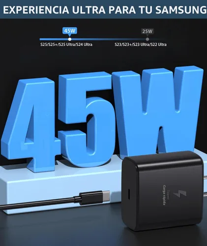Miniatura 2 de Cargador súper rápido USB C 3.0 de 45 W con carga tipo C, cable trenzado de nailon compatible con cargador Samsung Cable de carga rápida para Galaxy
