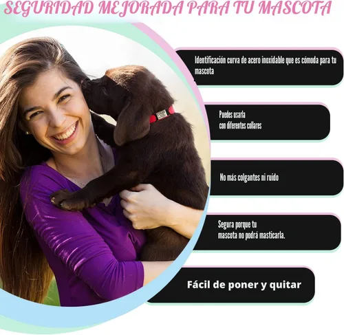 Miniatura 3 de Etiqueta de perro personalizada y personalizada para mascotas, sin ruido, etiqueta de nombre grabada, etiquetas de identificación deslizables
