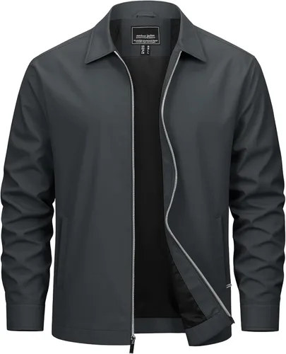 Miniatura 9 de Cotrasen Chaquetas ligeras para hombre, chaqueta cortavientos con cremallera completa, chaqueta casual cortavientos