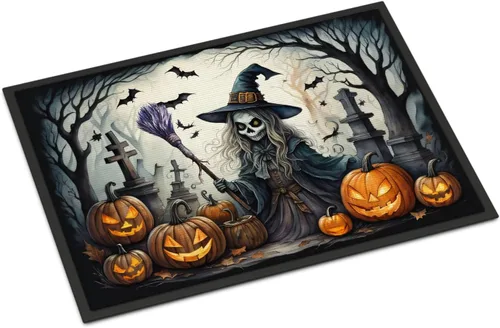 Miniatura 81 de Caroline's Treasures DAC2223MAT - Felpudo espeluznante de Halloween con gato negro de 18 x 27 pulgadas, tapete para puerta delantera