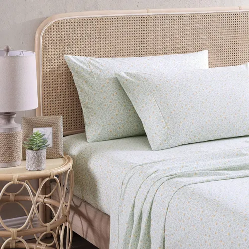 Tommy Bahama - Juego de sábanas tamaño Queen, ropa de cama 100% algodón percal con una sensación crujiente y fresca, sábanas con sábana bajera