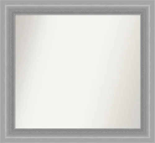 Miniatura 76 de Amanti Art Espejo de baño plateado para sobre el fregadero, 24 x 24 pulgadas, espejo cuadrado de peltre forjado a medida, marco de madera casual