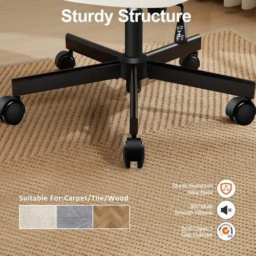 Miniatura 7 de Silla cruzada con ruedas, silla de escritorio de oficina con patas cruzadas de tela acolchada gruesa con cojín de resorte de bolsillo, base de doble