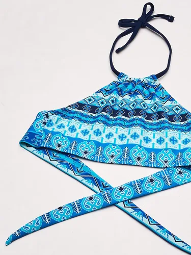 Miniatura 4 de Kanu Surf Mahina bikini halter de 2 piezas para niñas, traje de baño para playa mahina azul
