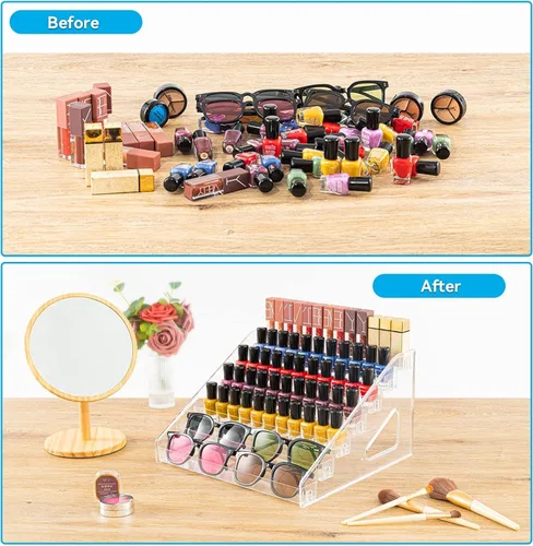 Miniatura 7 de Pero Pero Organizador de esmalte de uñas, estante de exhibición de acrílico para soporte de esmalte de uñas, organizador de lentes de sol, soporte