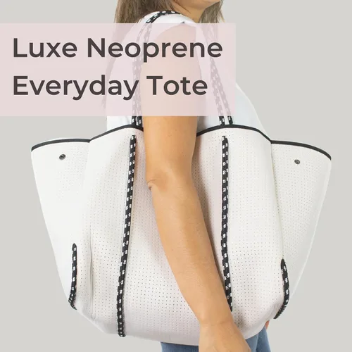Miniatura 2 de POPUPS Bolso grande de neopreno para mujer - Bolso de mano de diseñador para todos los días, para el trabajo, la playa y viajes con bolsillos