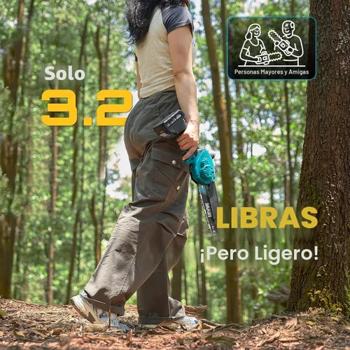 Miniatura 6 de SEESII Mini motosierra inalámbrica, de 8 pulgadas y 6 pulgadas, motosierra eléctrica con 2 baterías y engrasador automático, motosierra de mano sin