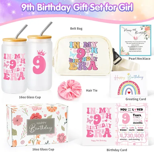 Miniatura 6 de Frerdui Regalos de cumpleaños para niñas de 9 años, bonitos regalos para niñas de 9 años, cesta de regalo para niñas de 9ª hija, hermana, sobrina