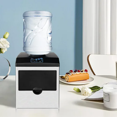 Miniatura 7 de PETSITE Dispensador de agua 2 en 1 para máquina de hielo, máquina electrónica portátil con dispensador de enfriador de agua, 48 libras/día, cubo