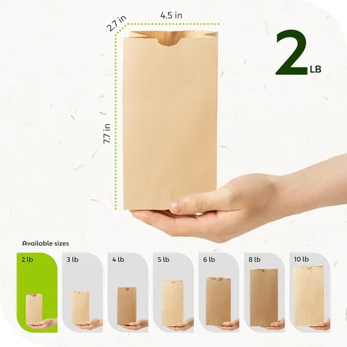 Miniatura 6 de Culinware Bolsas de papel kraft de 2 libras, bolsas de papel marrón duraderas para aperitivos, sándwich, pasteles, palomitas de maíz, comestibles
