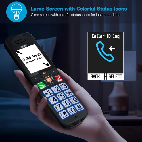 Miniatura 4 de AT&T Teléfono inalámbrico DECT 6.0, 3 auriculares, bloqueador de llamadas inteligente, conexión Bluetooth a celda, contestador automático, pantalla