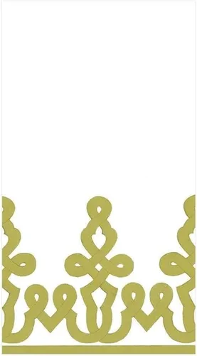 Miniatura 2 de Caspari Dessin Passementerie - Servilletas de papel de lino para invitados, color verde musgo, 12 unidades por paquete