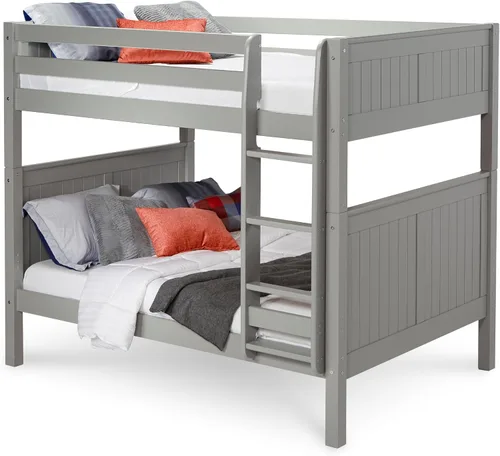 Miniatura 11 de Camaflexi Panel estilo litera de madera maciza, Twin-Over-Twin, escalera lateral adjunta, capuchino