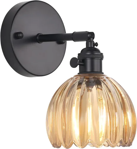 Miniatura 47 de Shenmoyl Aplique de Pared Vintage Operado por Batería con Linda Campana de Vidrio Tulipán Verde, Recargable Inalámbrica, Luz de Pared con Control