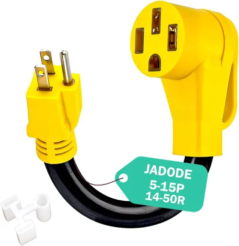 Adaptador de cargador EV NEMA 5-15P macho a 14-50R hembra Adaptador EV de 4 clavijas con mango de agarre Dogbone Cable 3C de alta resistencia 10AWG