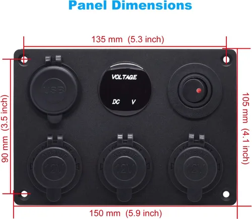 Miniatura 5 de Cargador de enchufe USB dual 2.1A y 2.1A + voltímetro LED + adaptador de toma de corriente para encendedor de cigarrillos de 3 enchufes de 12 V +