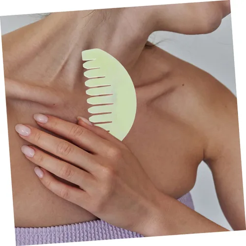 Miniatura 5 de 2 unids peine raspador cuero cabelludo cabeza jade herramienta raspado piedra para el cabello verde peines masaje de mano relajarse tablero guasha