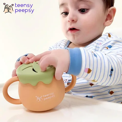 Miniatura 2 de Tarro de Miel Recipiente 3 en 1 Taza de Entrenamiento de Silicona de 8.5 onzas, Vaso Entrenador para Bebé con Popote y Taza de Snacks para 6 meses+