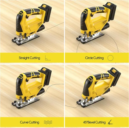 Miniatura 5 de Sierra de calar inalámbrica compatible con batería Dewalt de 20 V Max (sin batería), sin escobillas, velocidad variable, cortes biselados de 45°, 3