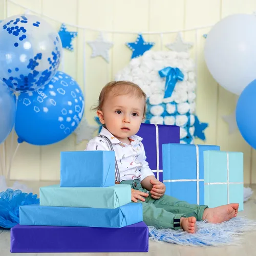 Miniatura 6 de NEBURORA Juego de Papel de Regalo Azul Surtido de 60 Hojas Papel de Seda para Envolver 3 Colores para Regalos de Bricolaje Embalaje Pascua Baby
