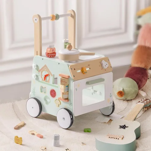 Miniatura 9 de ROBOTIME Juguete de empuje para bebé, altura y velocidad ajustables, evita las patas de arco, centro de actividades de jardín de primavera