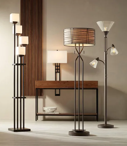Miniatura 9 de Lámpara de pie estilo árbol con cuatro luces, de bronce