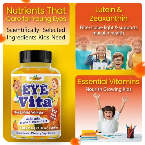 Miniatura 5 de Vitaminas para los ojos para niños, gomitas de salud ocular para niños y adolescentes, gomitas de luteína de 12 mg con zeaxantina, 30 gomitas