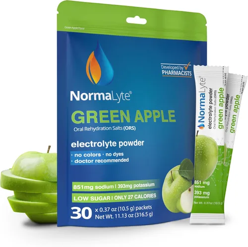Miniatura 9 de NormaLyte Apple - Paquetes de polvo de electrolitos Mezcla de bebidas electrolíticas clínicamente estudiada 6 barras de hidratación efectivas