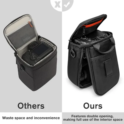 Miniatura 6 de S-ZONE - Bolsa impermeable para cámara con inserto para lentes, estuche cúbico compatible con Nikon, Canon Negro